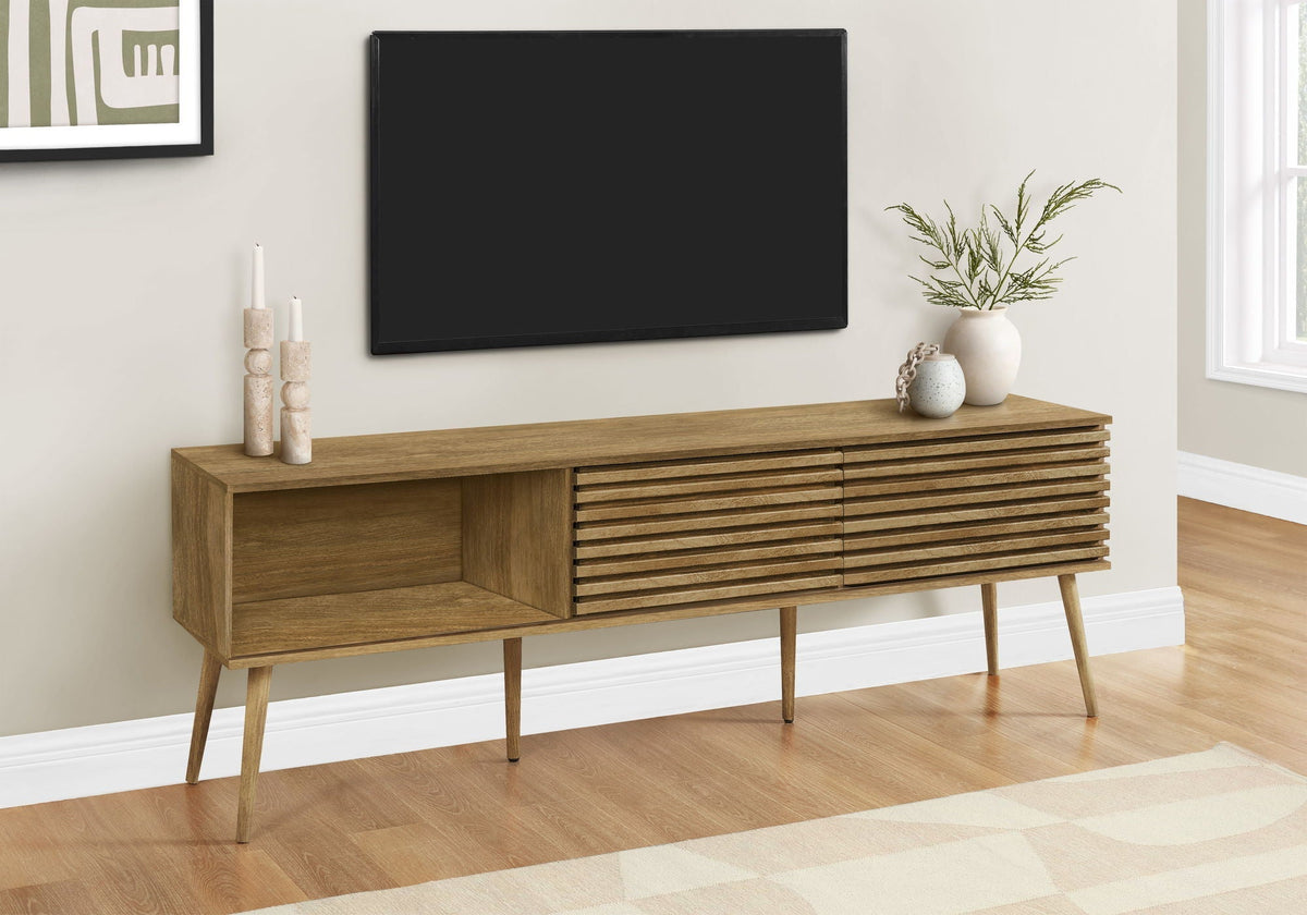 TV Stand, 72 Inch, Media Entertainment Center, Storage Cabinet, Console, Storage Shelves, Contemporary & Modern - Walnut