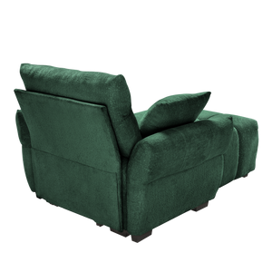 Ergonomic Single Seater Sofa with Ottoman in High-Green Chenille