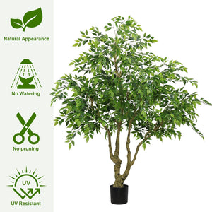 7FT Tall Artificial Banyan Tree with Natural Trunk and Realistic Silk Leaves