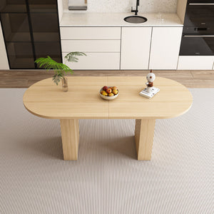 Oval Dining Table With Wood Strip Base