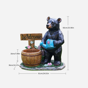 Outdoor Garden Sculpture Bear Flower Pot Planter