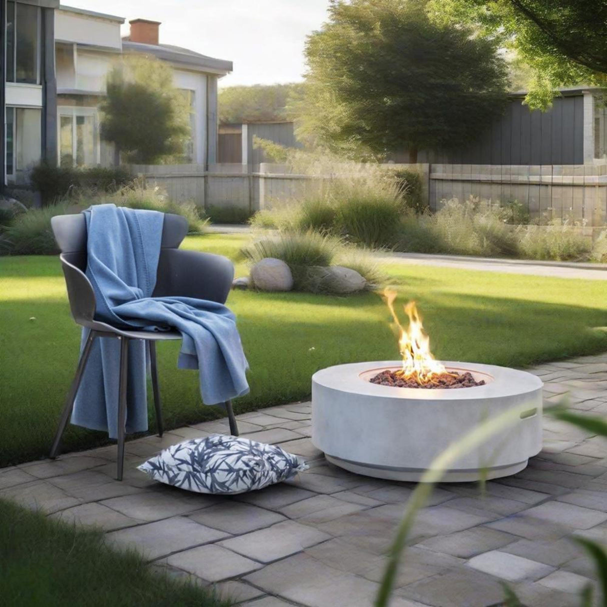 30" Propane Gas Fire Pit Table - Light Gray Concrete