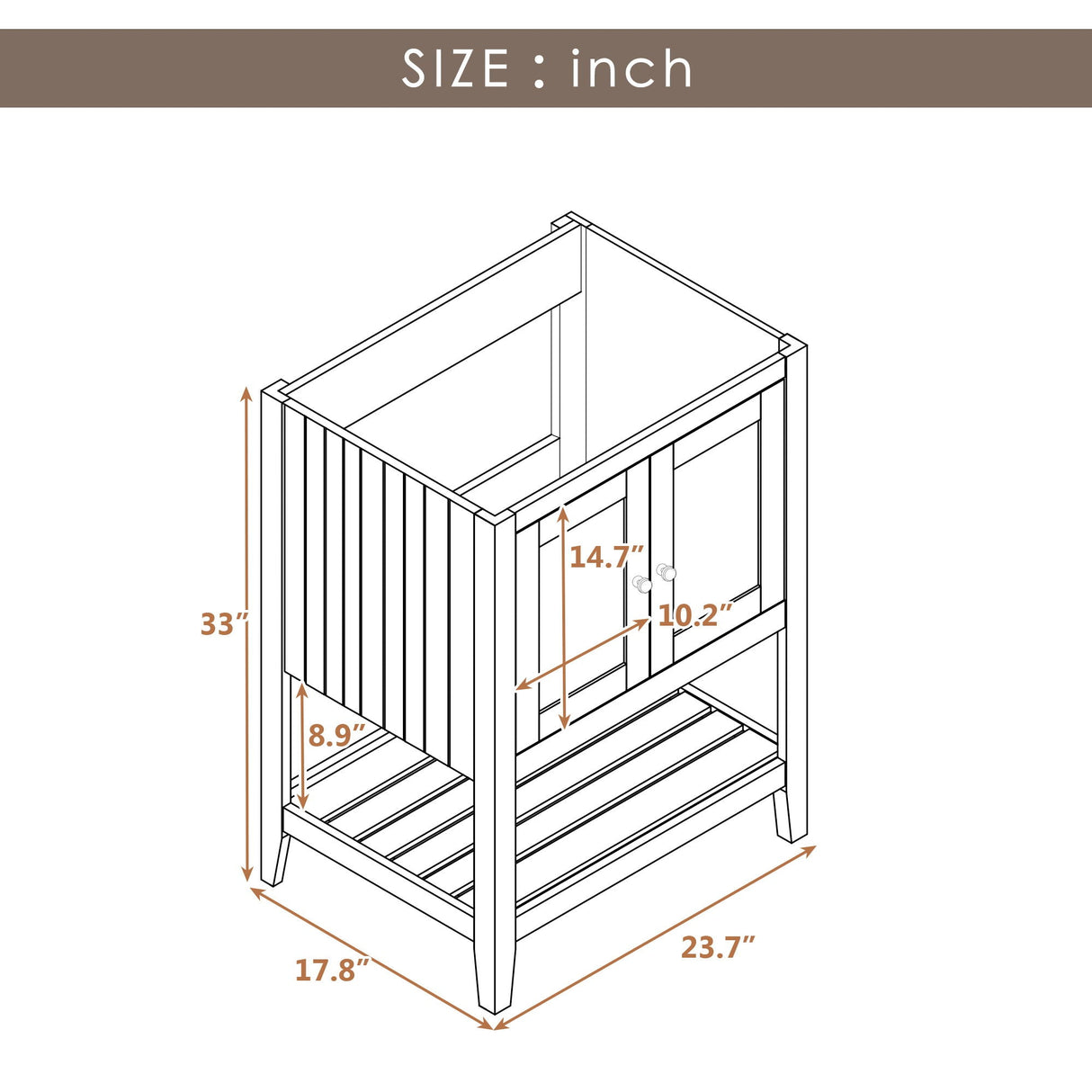 Bathroom Vanity Base Only, Soild Wood Frame, Bathroom Storage Cabinet With Doors And Open Shelf