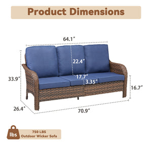 70.9" PE Wicker Rattan Outdoor Furniture Set