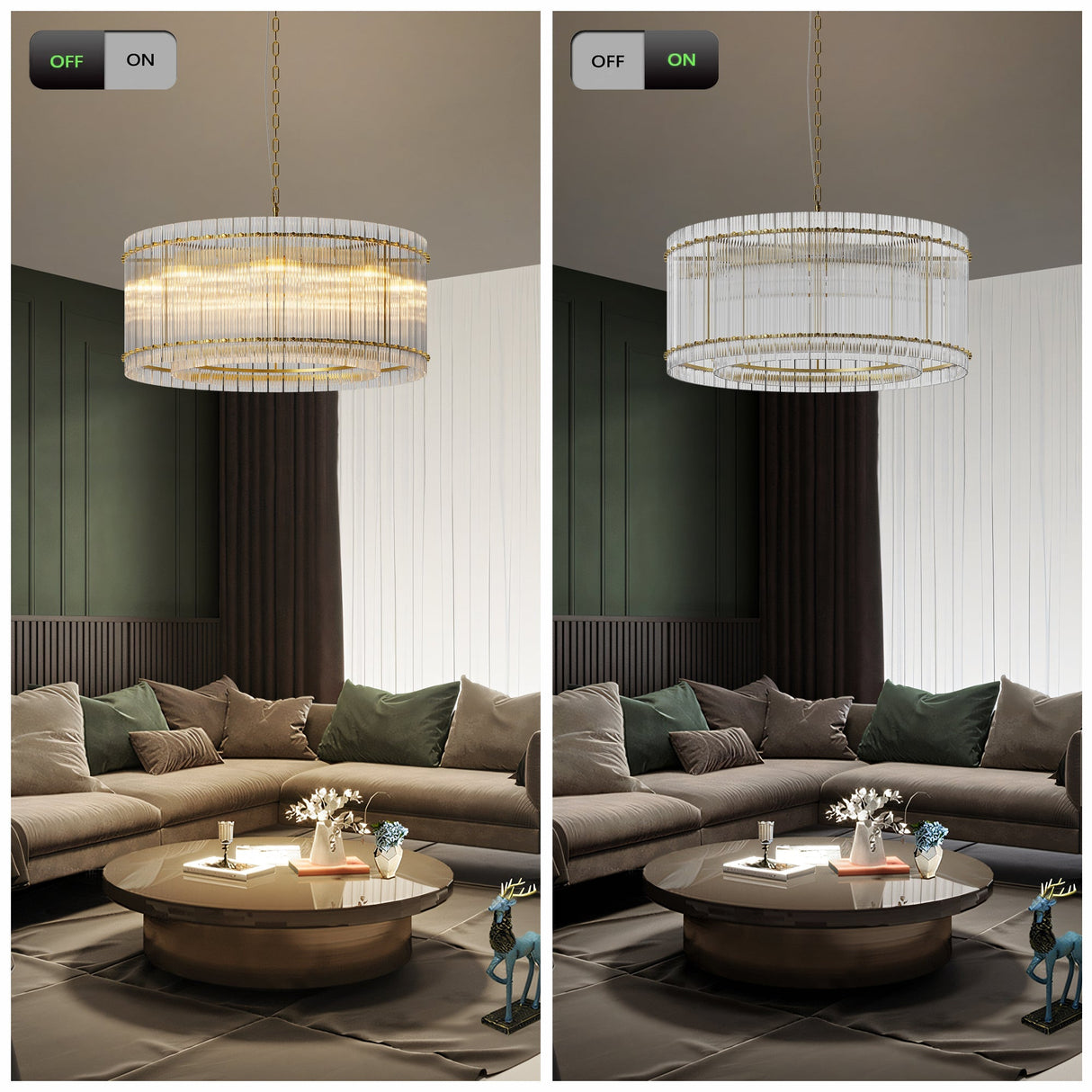 37' Modern Gold Round Chandelier,2-Tier 8-Light Water Ripple Crystal Glass Chandeliers,for Dining Room,Living Room,Bedroom,High Ceiling,Foyer Entryway,Luxury Chandelier