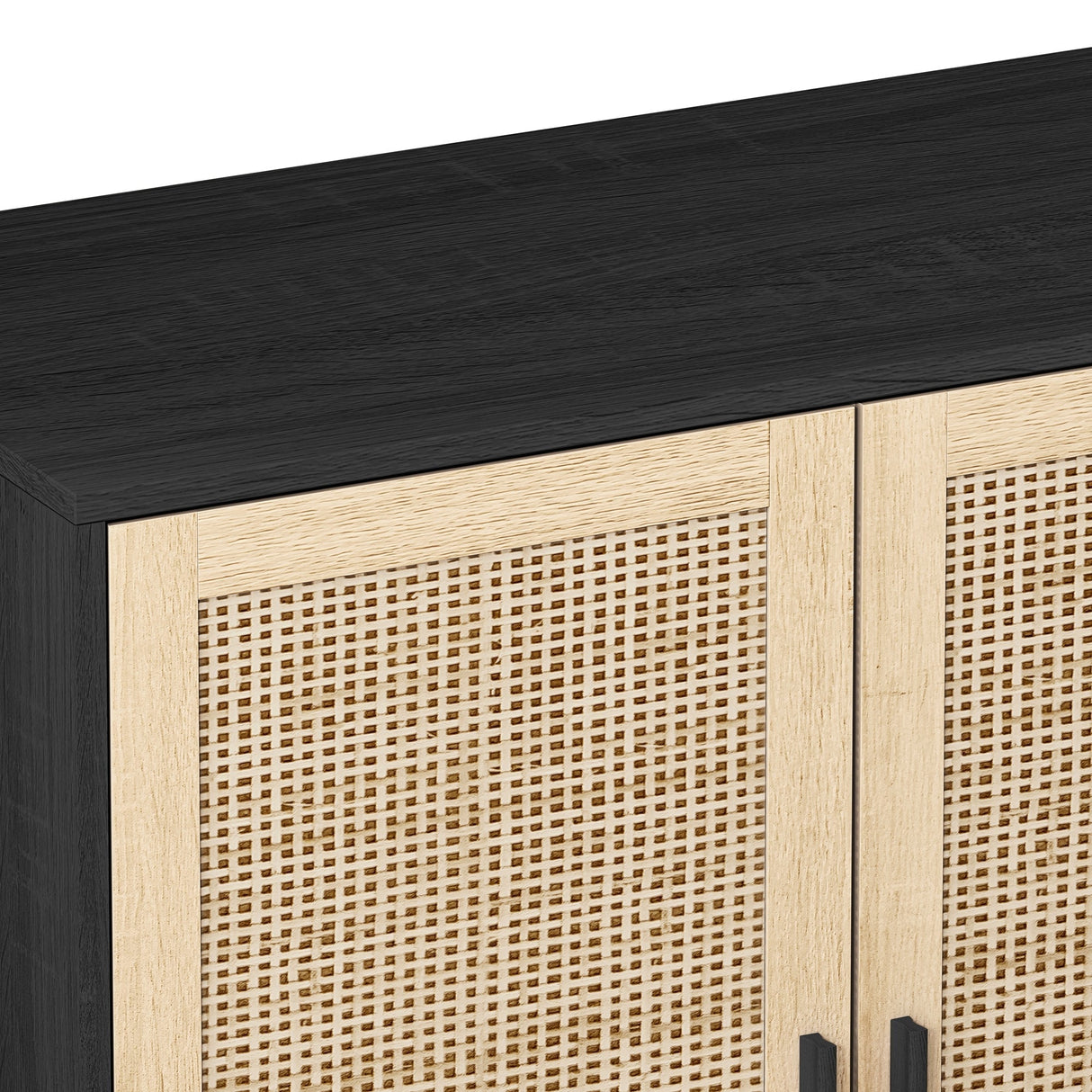 Elegant and Functional 4-Door Rattan Decorative Storage Cabinet
