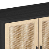 Elegant and Functional 4-Door Rattan Decorative Storage Cabinet