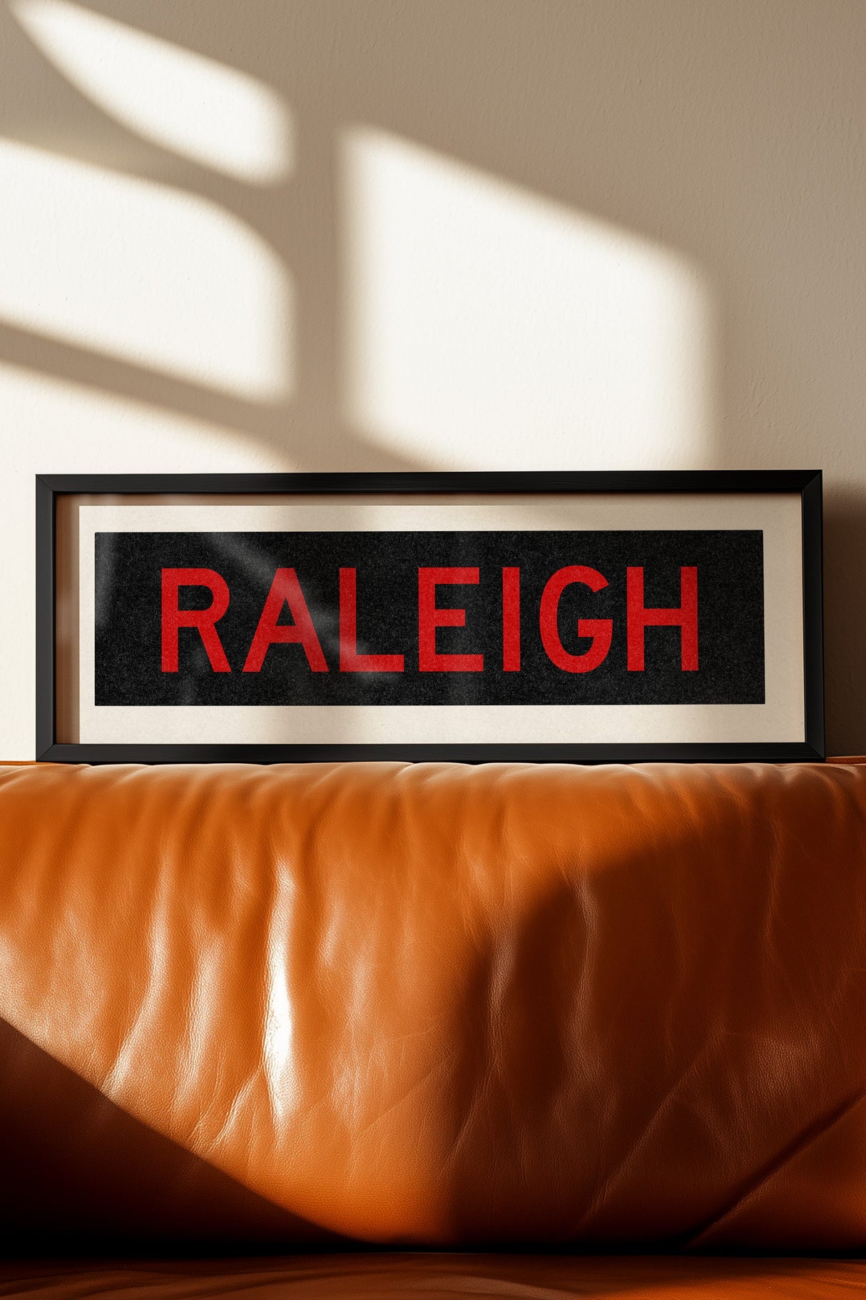 Framed Raleigh Red and Black Bus Scroll