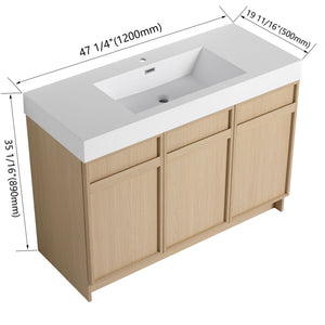 Light Brown Freestanding Bathroom Vanity with Resin Sink & Soft Close Cabinet Doors