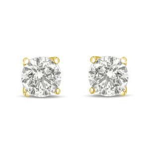 14K White Gold 1.0 Cttw Round Brilliant Cut Lab Grown White Diamond 4-Prong Classic Solitaire Stud Earrings (F-G Color, VS1-VS2 Clarity)