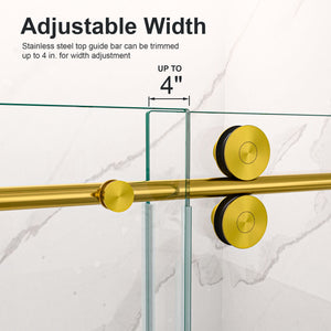 Frameless Single Sliding Shower Door With Clear Tempered Glass