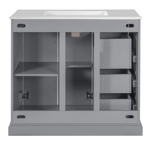 Bathroom Vanity With Sink, Soft Close Doors, Adjustable Shelf & 3 Drawers