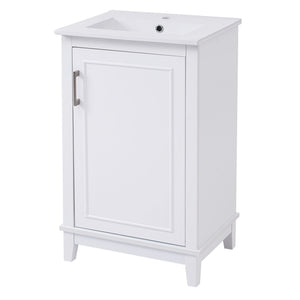 Modern Small Bathroom Vanity Cabinet With Ceramic Basin, Ample Storage, 1 Soft Close Door