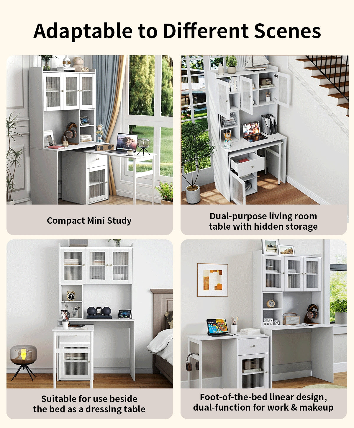Computer Desk with Glass Door for Home Office or Study