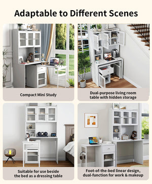 Computer Desk with Glass Door for Home Office or Study