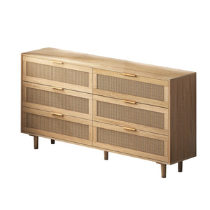 59.06" 6-Drawers Rattan Storage Cabinet