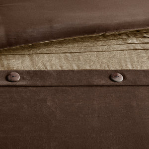 7 Piece Faux Suede Comforter Set Brown California King