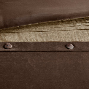 Faux Suede Comforter Set with Decorative Pillows - Brown