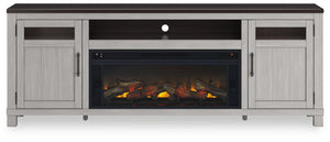 Darborn - 88" TV Stand With Electric Infrared Fireplace Insert - Gray / Brown
