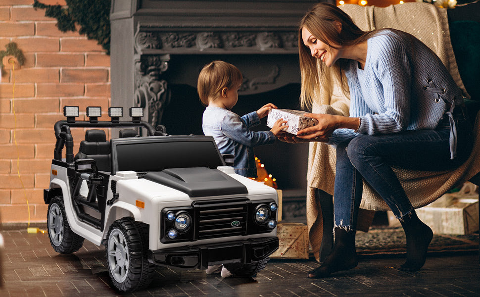 Electric Ride-On Car for Kids with Leather Seat and Four-Wheel Drive