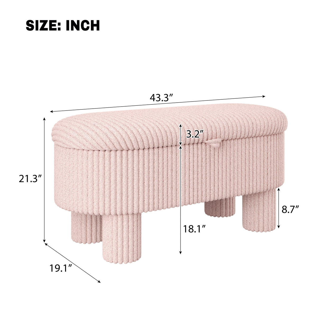Storage Ottoman Upholstered Bench with Lift-Top Storage for Bedroom