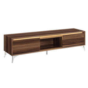 Raceloma TV Stand With LED - Walnut / Chrome