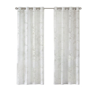 Palm Leaf Burnout White Sheer Window Curtain 50x95