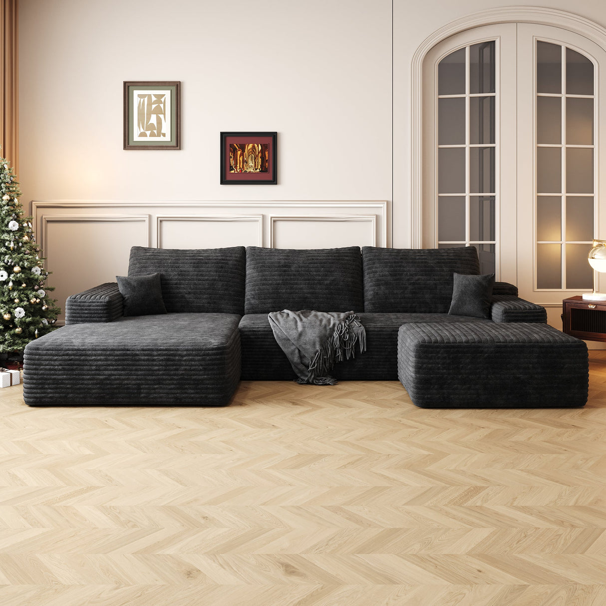 107" Cloud Sectional Sofa with Ottoman
