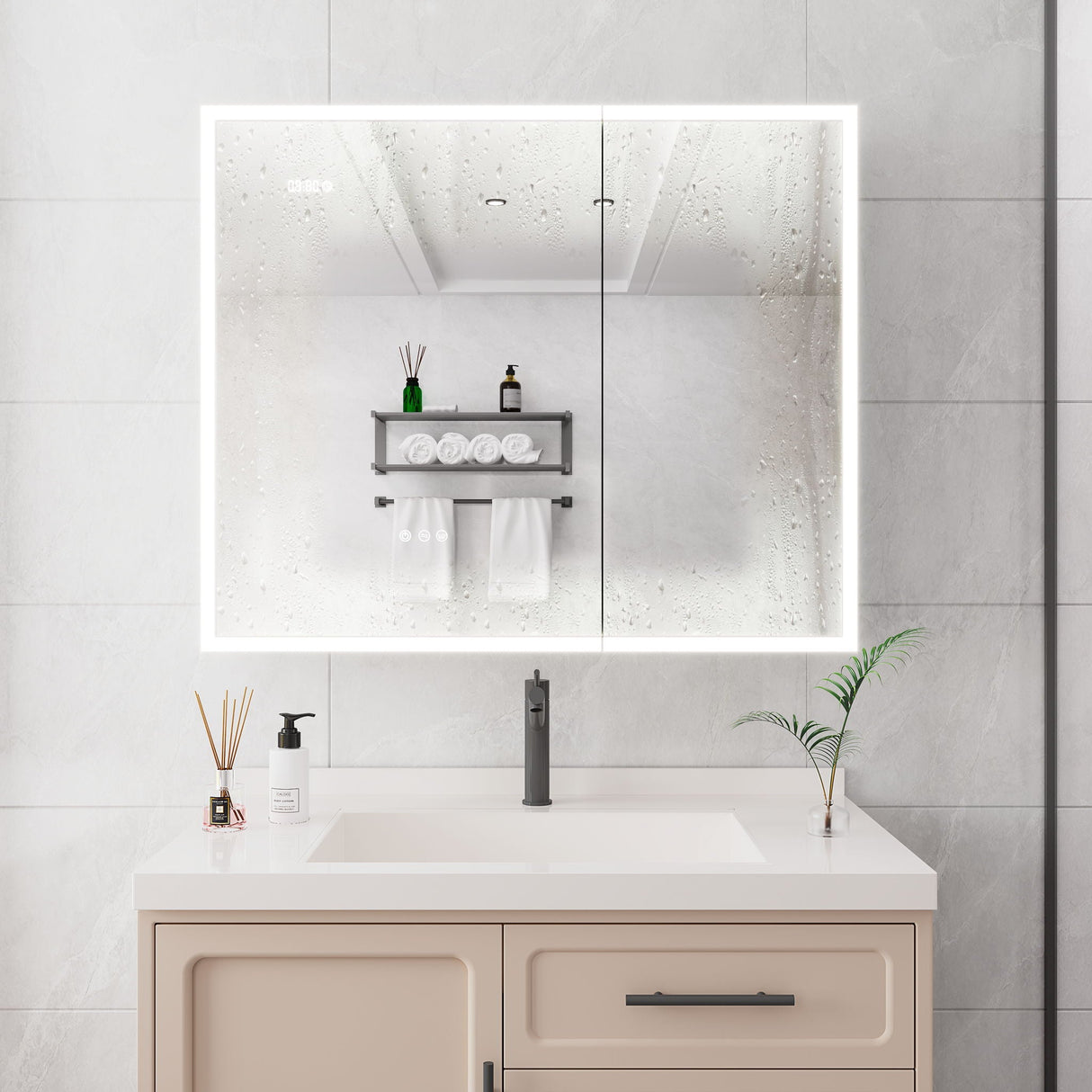 Bathroom Medicine Cabinet With Lights, LED Medicine Cabinet With Mirror, Lighted Medicine Cabinet With Defogger