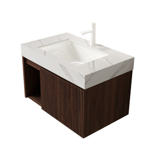 EIDEN 30" Bathroom Vanity & Sink, Floating Storage Cabinet, Carrara