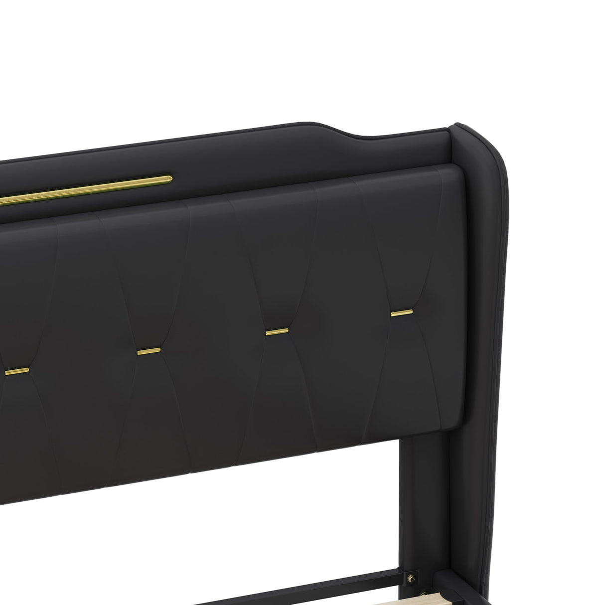 Queen Size Leather Bed Frame with Wingback Headboard & Footboard