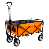 Collapsible foldable wagon cart with strapping system beach wagon utility cart utility wagon grocery cart for for camping shopping sports gardeing fishing supports 360lbs all-terrain wheels orange