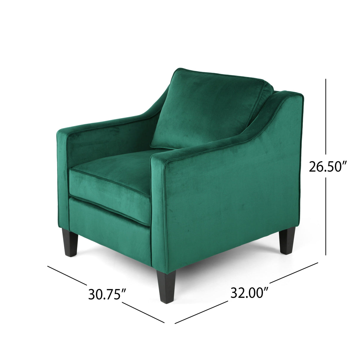Green Velvet Upholstered Club Chair