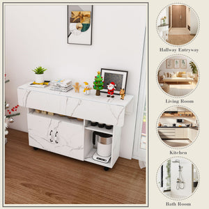 Multi Functional Folding Table With Storage Shelves And Wheels