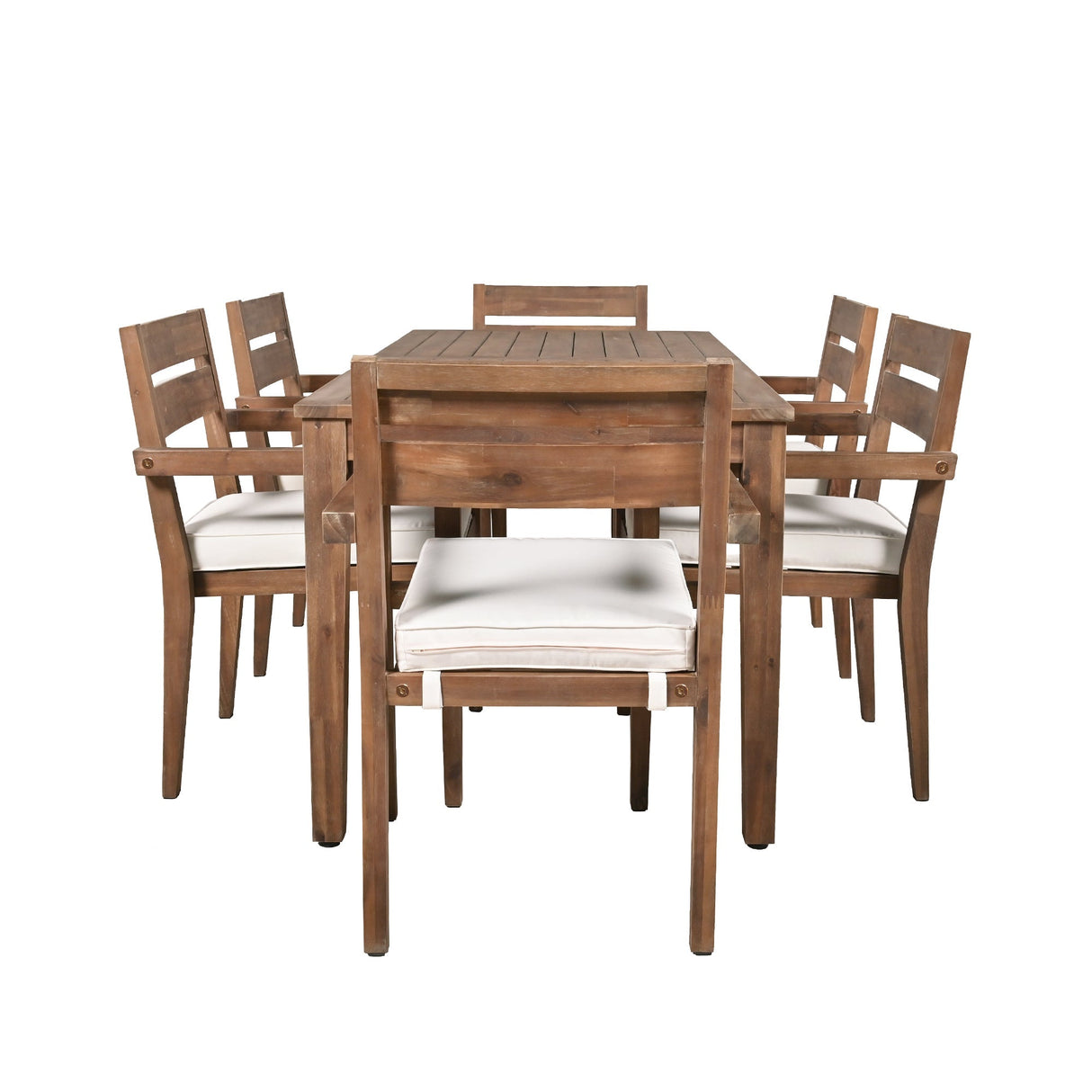 7 Pieces Acacia Wood Outdoor Dining Set with Cushions