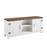 Modern-Farmhouse-Barn-Door-3-Shelf-TV-Stand-for-TVs-up-to-65”-Rustic-Oak-/-Brushed-White-Entertainment-Centers-&-TV-Stands