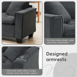 Leland Suede-Tufted L-Shaped Sectional With Ottoman