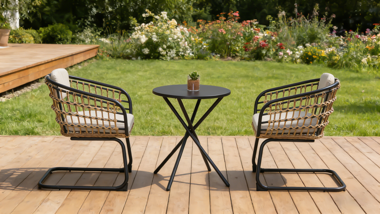 3-Piece Outdoor Wicker Bistro Set