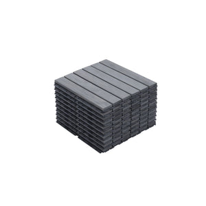 Interlocking Deck Tiles Striped Pattern, Waterproof Anti Mildew Brown