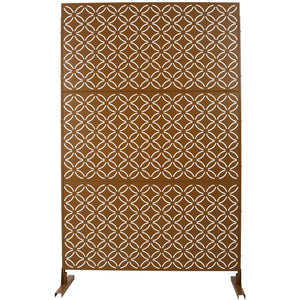 Freestanding Decorative Privacy Screen For Deck Balcony Patio, Metal Privacy - Brown