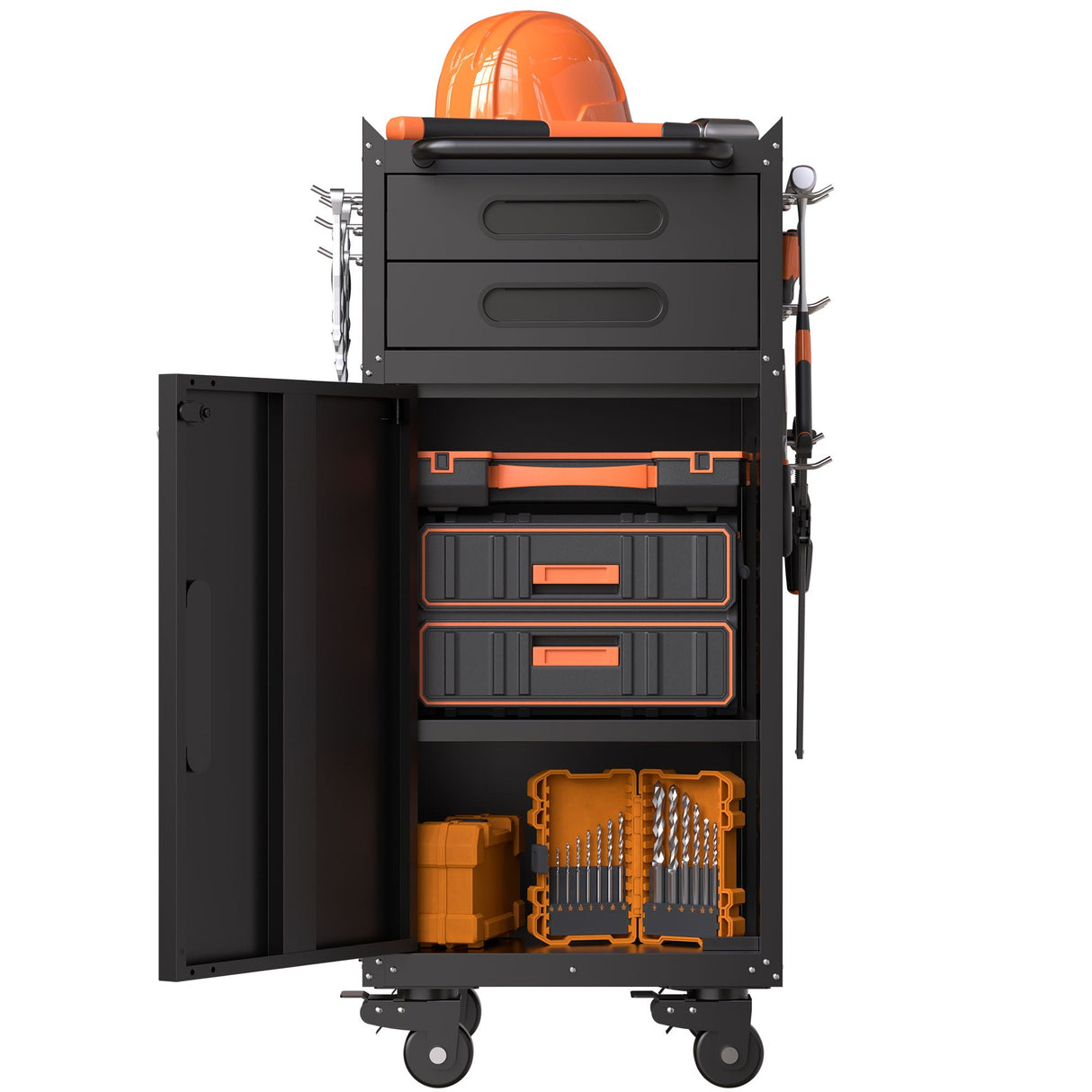 Rolling Tool Cabinet Heavy Duty Garage Storage With Lockable Doors
