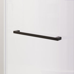 Frameless Double Sliding Soft Close Bathtub Shower Door, 5 / 16" Clear Nano Coated Tempered Glass And 304 Stainless Steel Handle - Matte Black