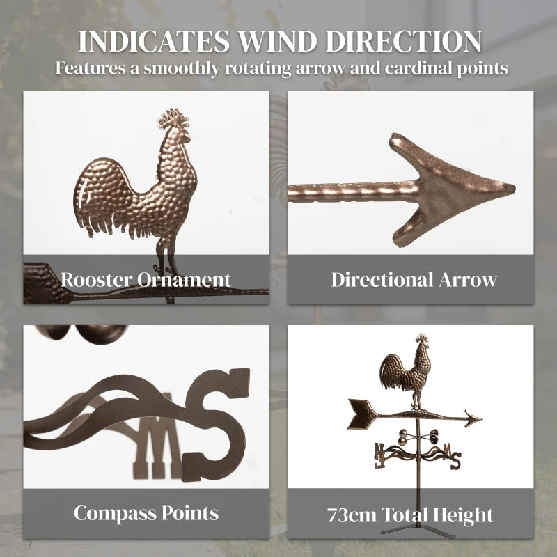 Roof Mount Wind Direction Indicator - Classic Rooster Weathervane