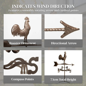 Roof Mount Wind Direction Indicator - Classic Rooster Weathervane