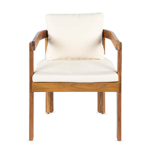 7 Pieces Acacia Wood Outdoor Dining Set with Cream Cushions