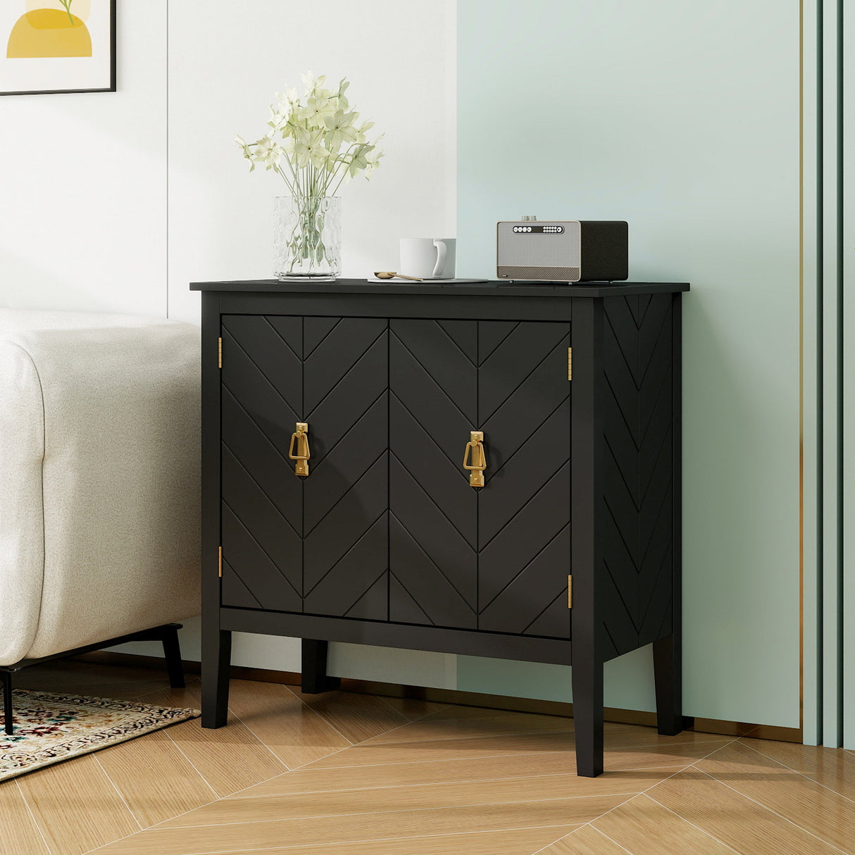 Vintage Style 2-Door Wooden Sideboard