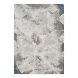 Geometric 3D Effect Area Rug with Durable Polyester - Ivory / Gray