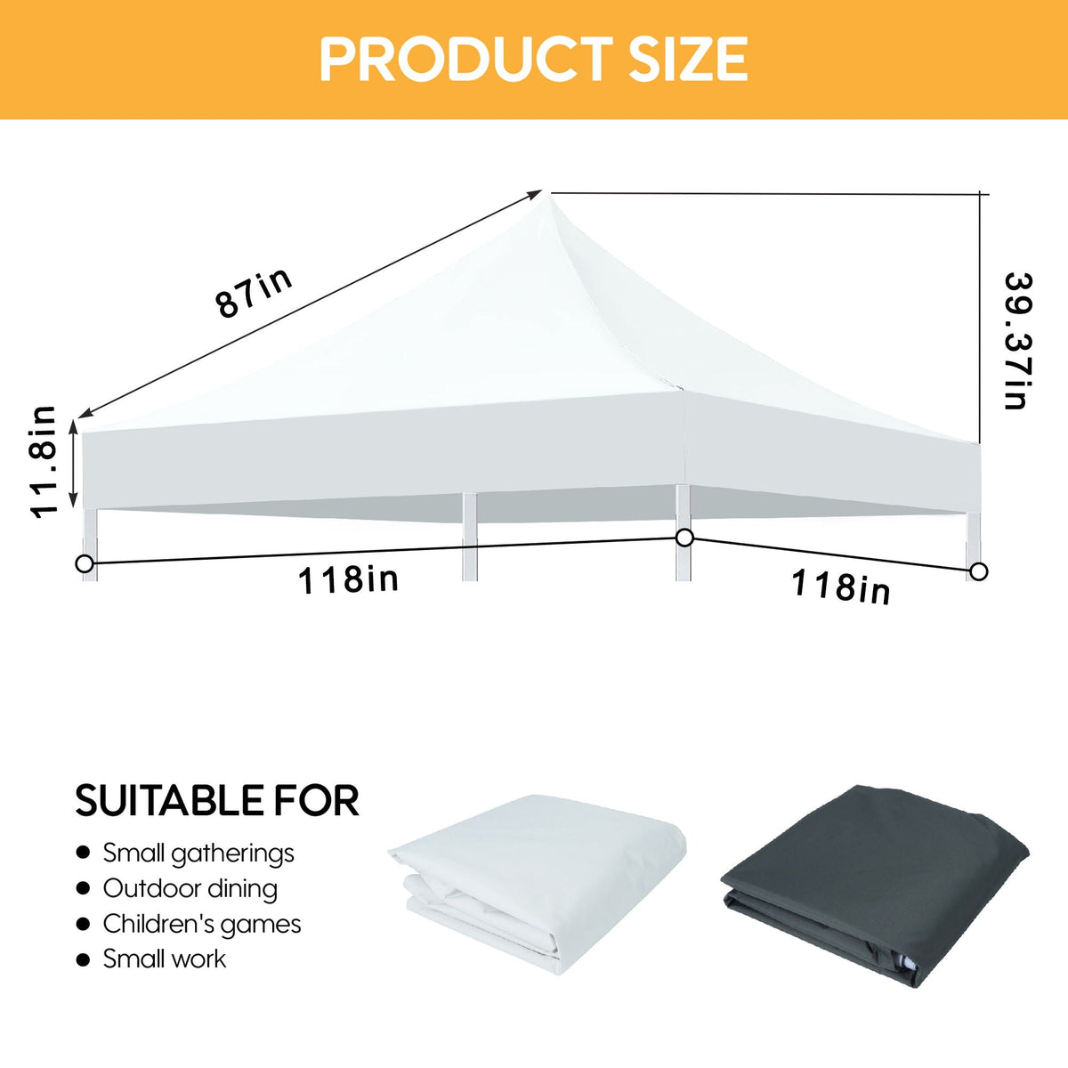 Canopy Replacement Top with 4 Pack W8 Bags, Pop Up Tent Cover Only, Frame Not Included