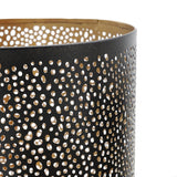 Set of 3 Pierced Metal Hurricanes in Black & Gold