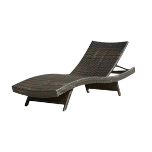 Mysticism Outdoor Chaise Lounge With Adjustable Backrest And Foldable Legs - Brown Multi